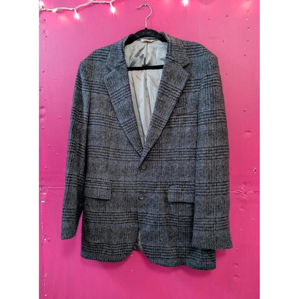 Wilsons Greenfield Gray Plaid Wool Blazer 1X